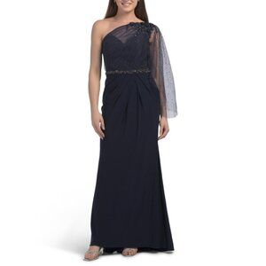 MAC DUGGAL Navy One Shoulder Gown